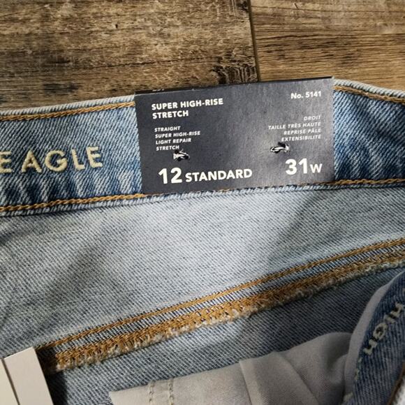 NWT American Eagle Jeans super high rise straight size 12 2274 - Picture 5 of 9